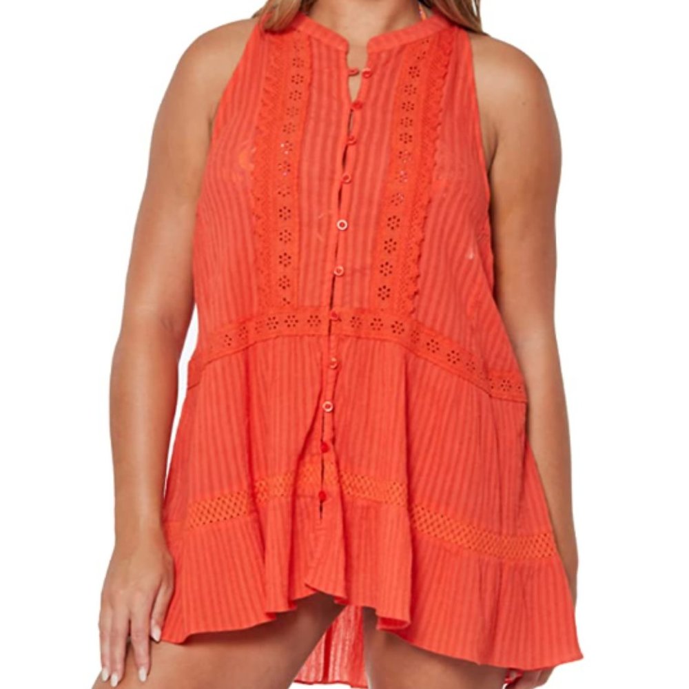 Jessica Simpson Women's Basic Cover Up in Mandarin, Size L